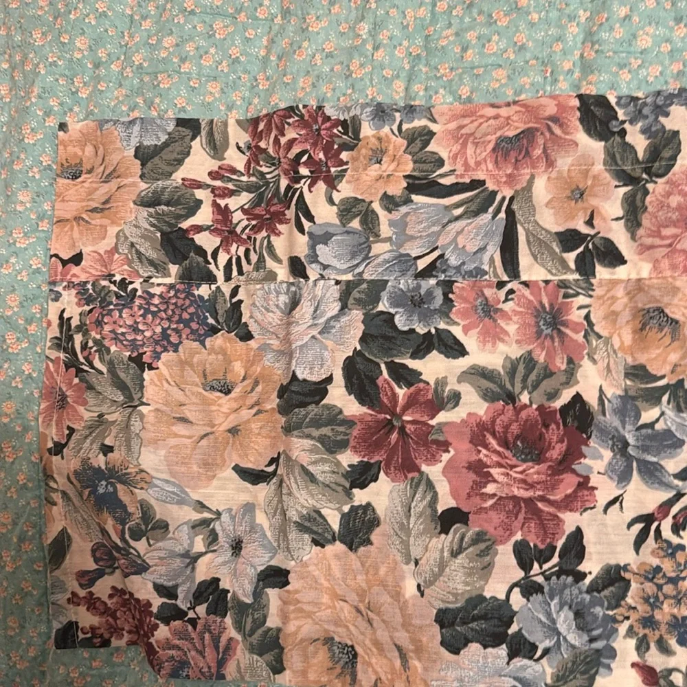 Curtain Floral Valance with Pink & Blue Spring Colors